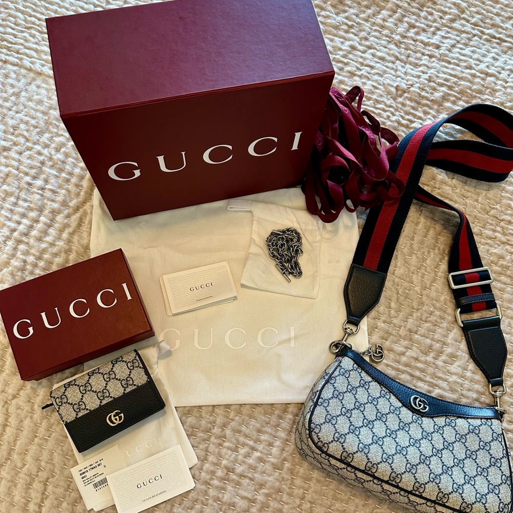 Gucci GG Supreme Handbag & Wallet with Blue Accent
